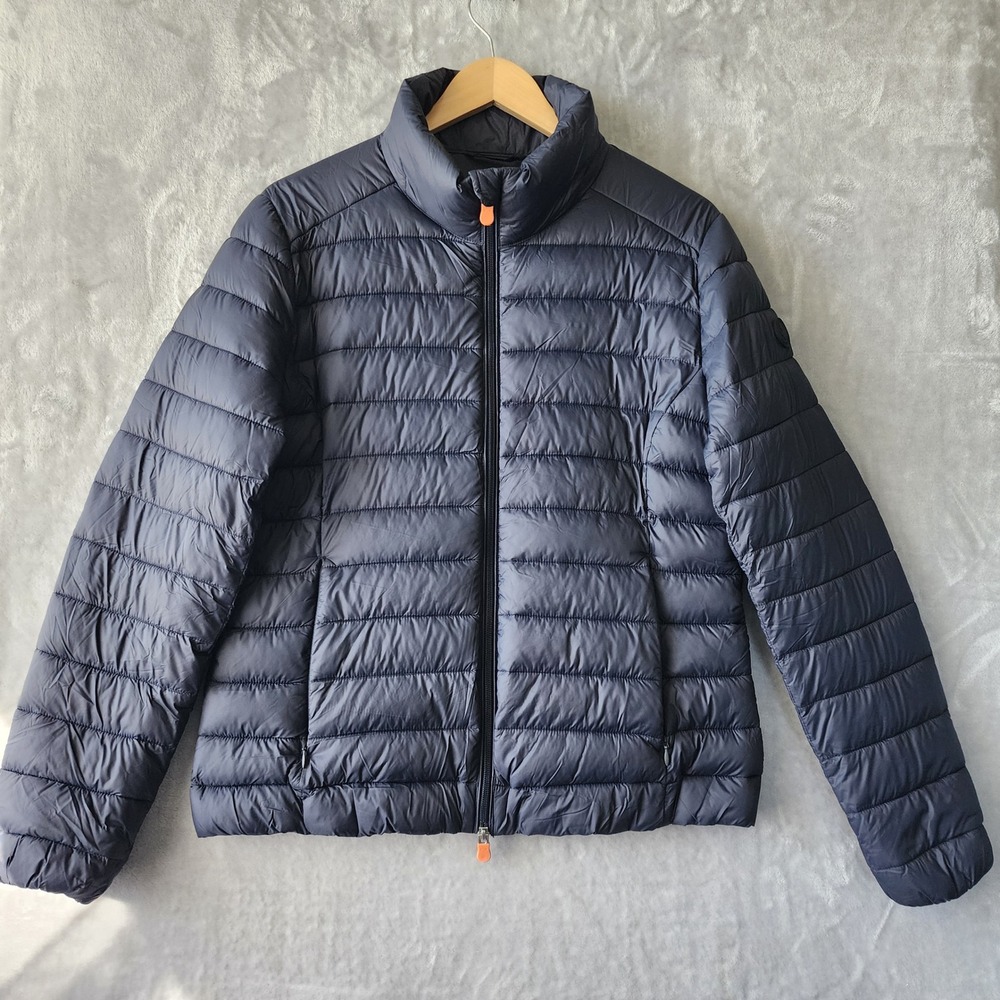 Save The Duck Puffer Jacket Mens XL Alexander Quilted Water Repellent Navy Blue